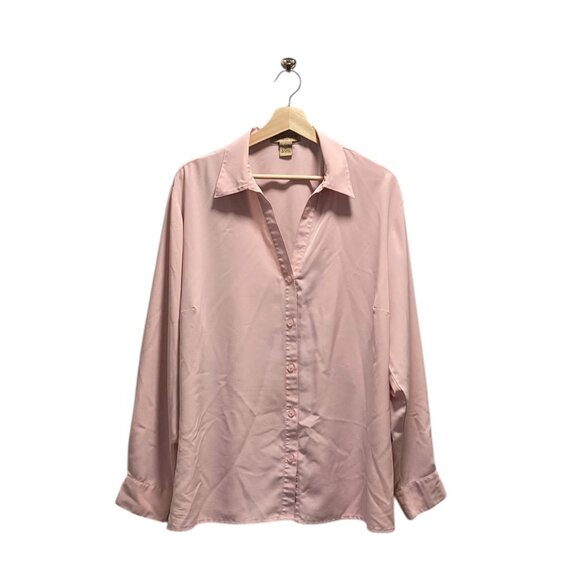 Notations Vintage Button Down Blouse Pink Size 2X Y2K Coastal Flowy Minimalist - Picture 2 of 11